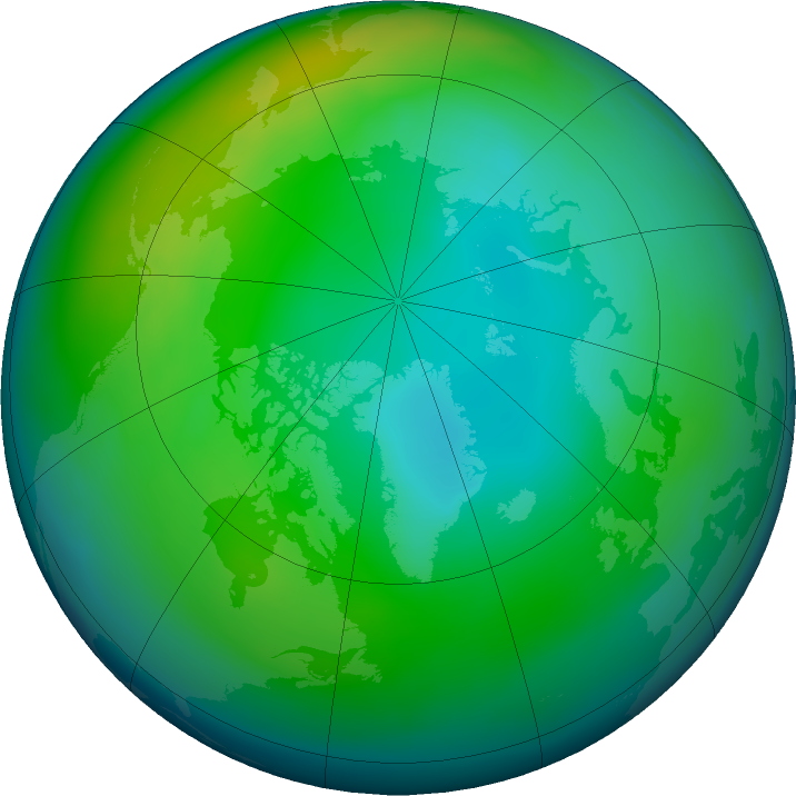 Arctic ozone map for November 2023